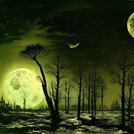 Moonlit Pine Barrens at Night