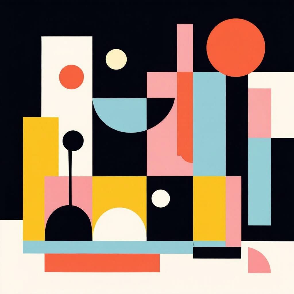 Geometric Memphis Art Style Pattern in Pastel Colors