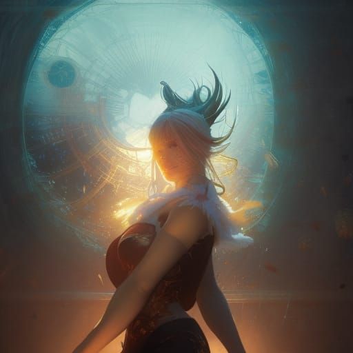 Elizabeth Liones Art Nouveau Portrait in 8K