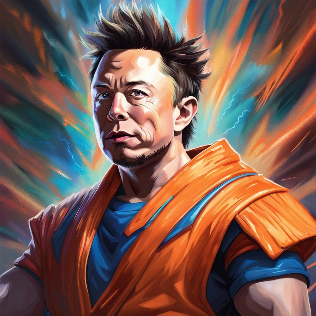 Elon Musk as Goku: Hyperrealistic Digital Art