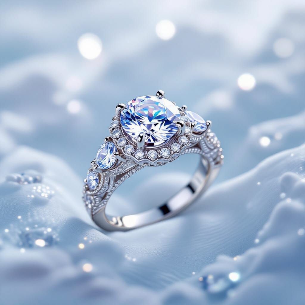 Dazzling Engagement Ring with Jewels in Luminism Style