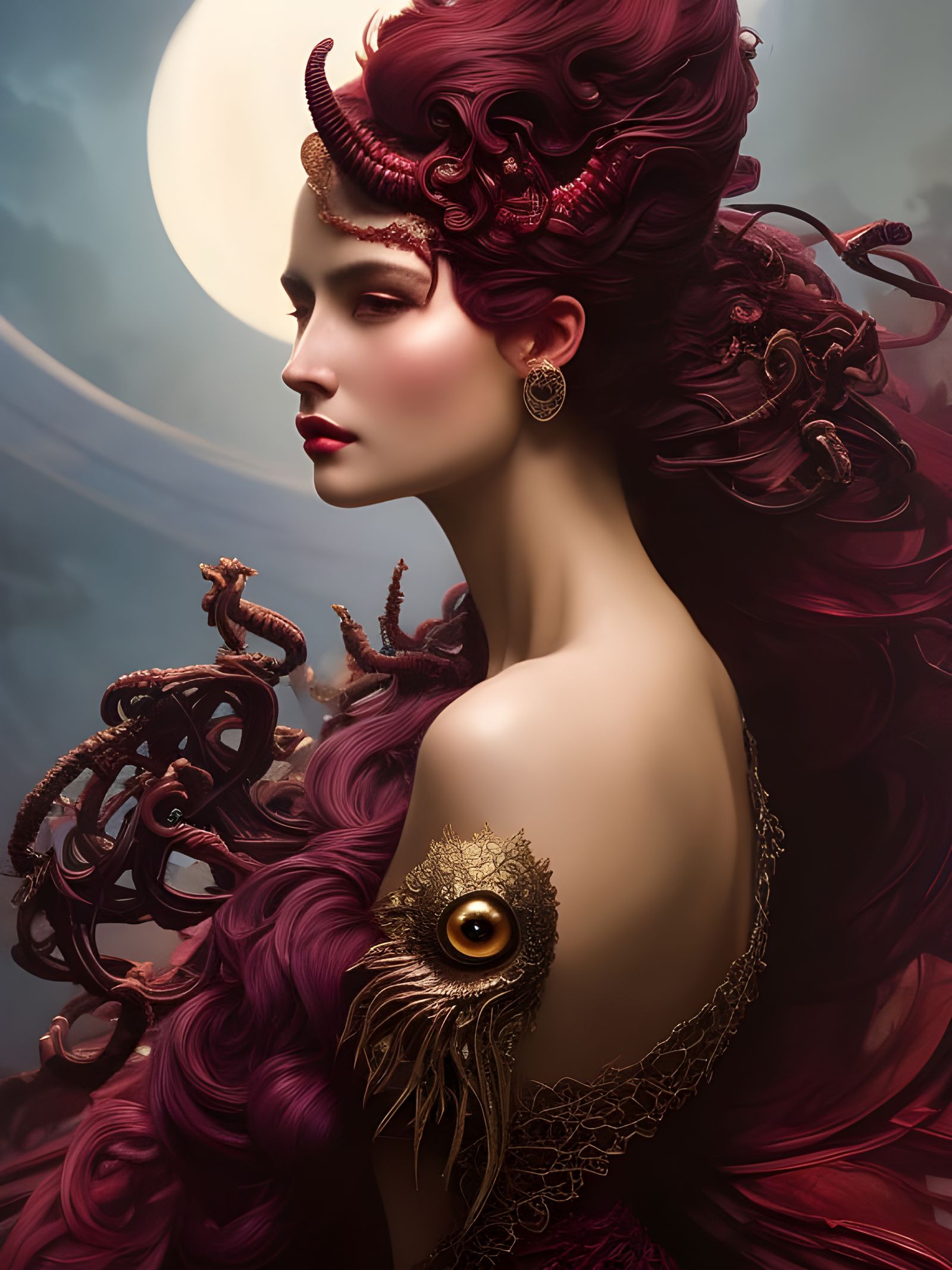 Hyperrealistic Alien Queen Portrait in Dramatic Lighting