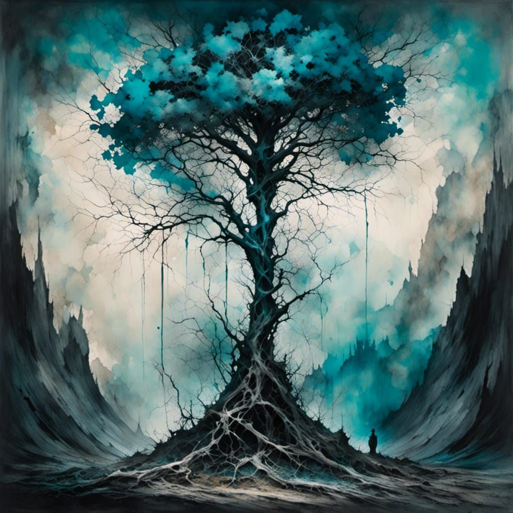 Surreal Cross Emerges from Intricate Tree