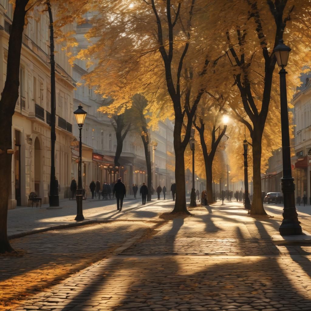 Impressionist Vienna Street Scene in Autumn