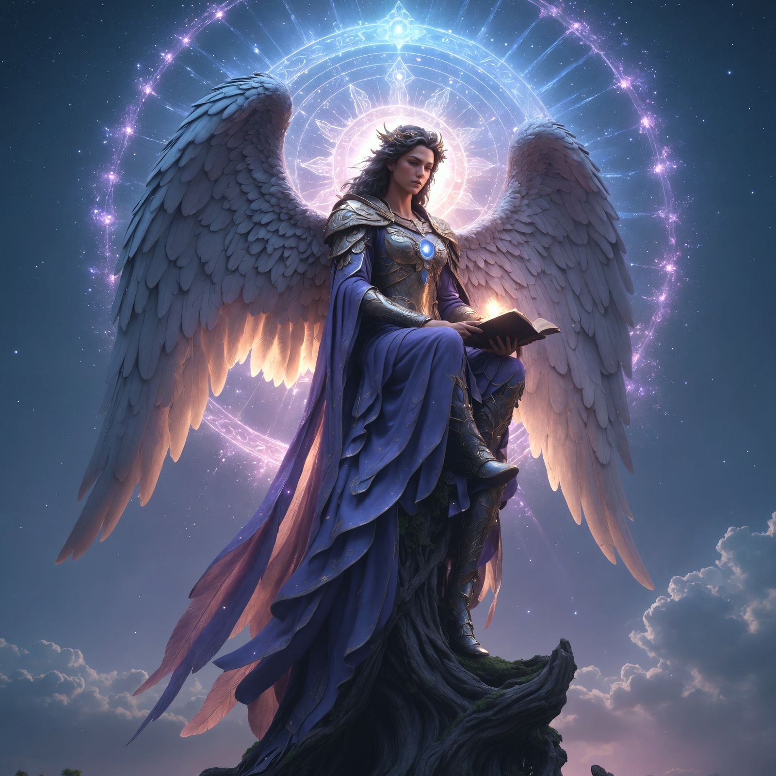Ethereal Archangel Metatron in Iridescent Blues