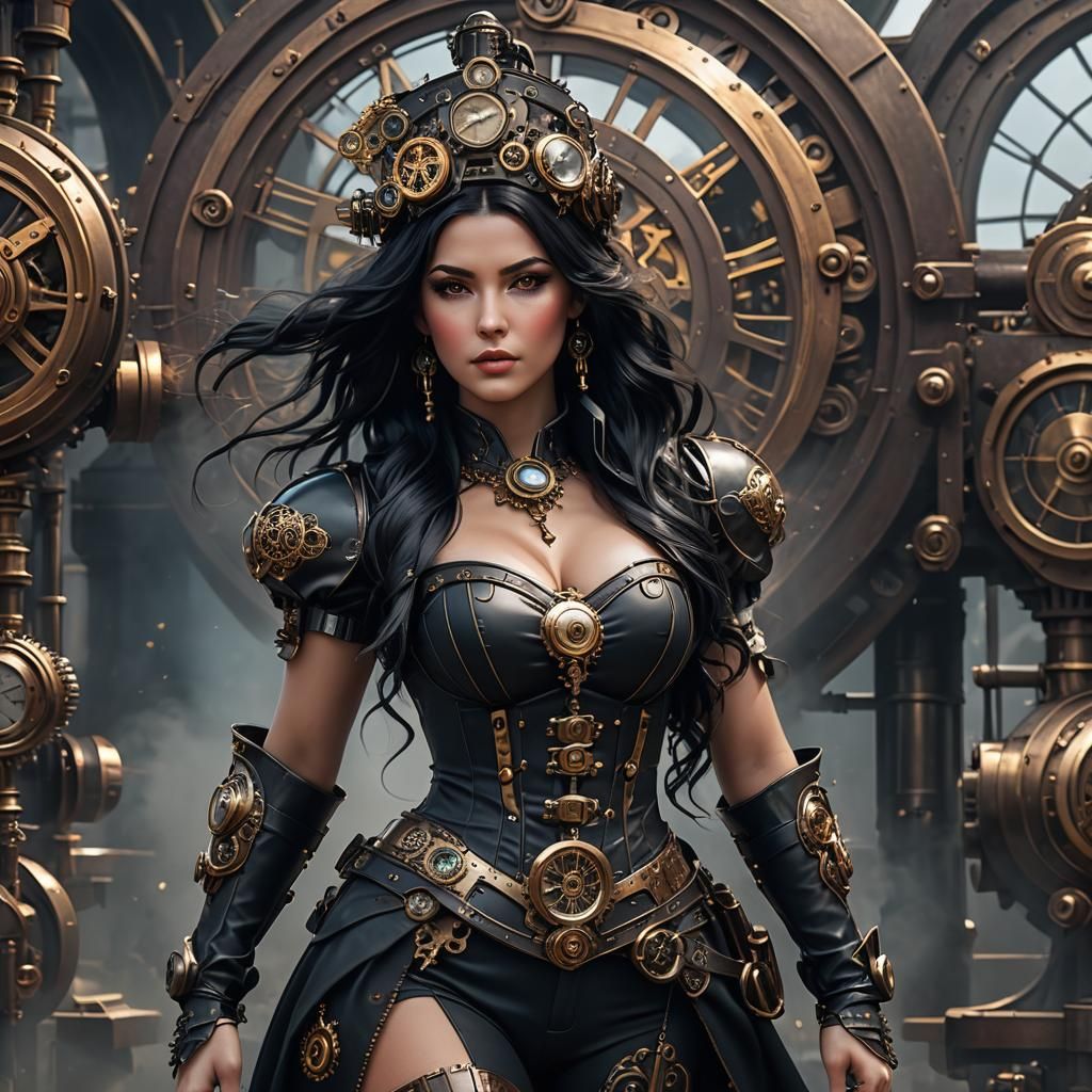 Steampunk Woman in Detailed Matte Painting Style