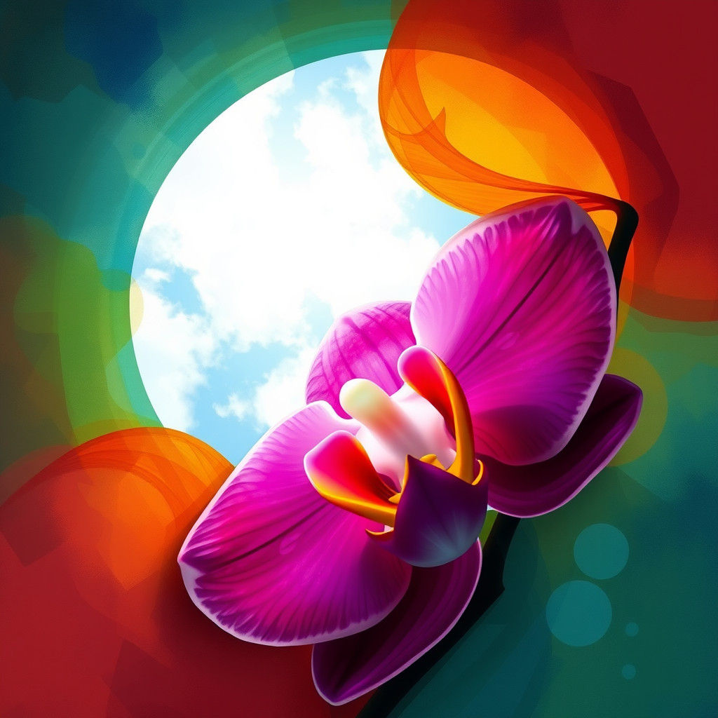 Abstract Orchid Skyward View in Complementary Colors