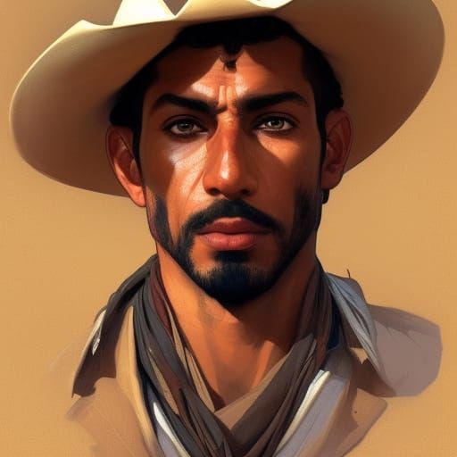 Egyptian Cowboy Portrait in Hyperdetailed Digital Art