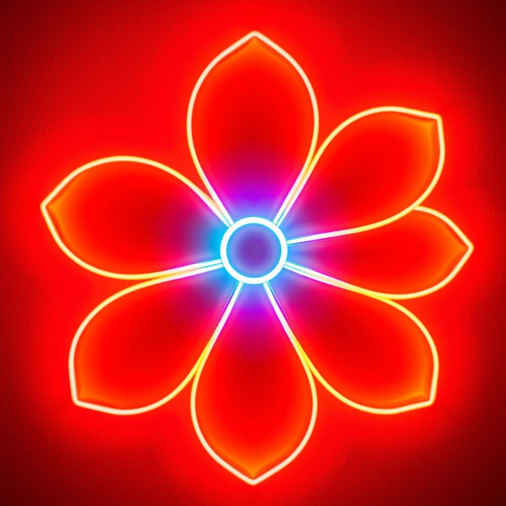 Vibrant Neon Bloom in a Dreamlike Cityscape