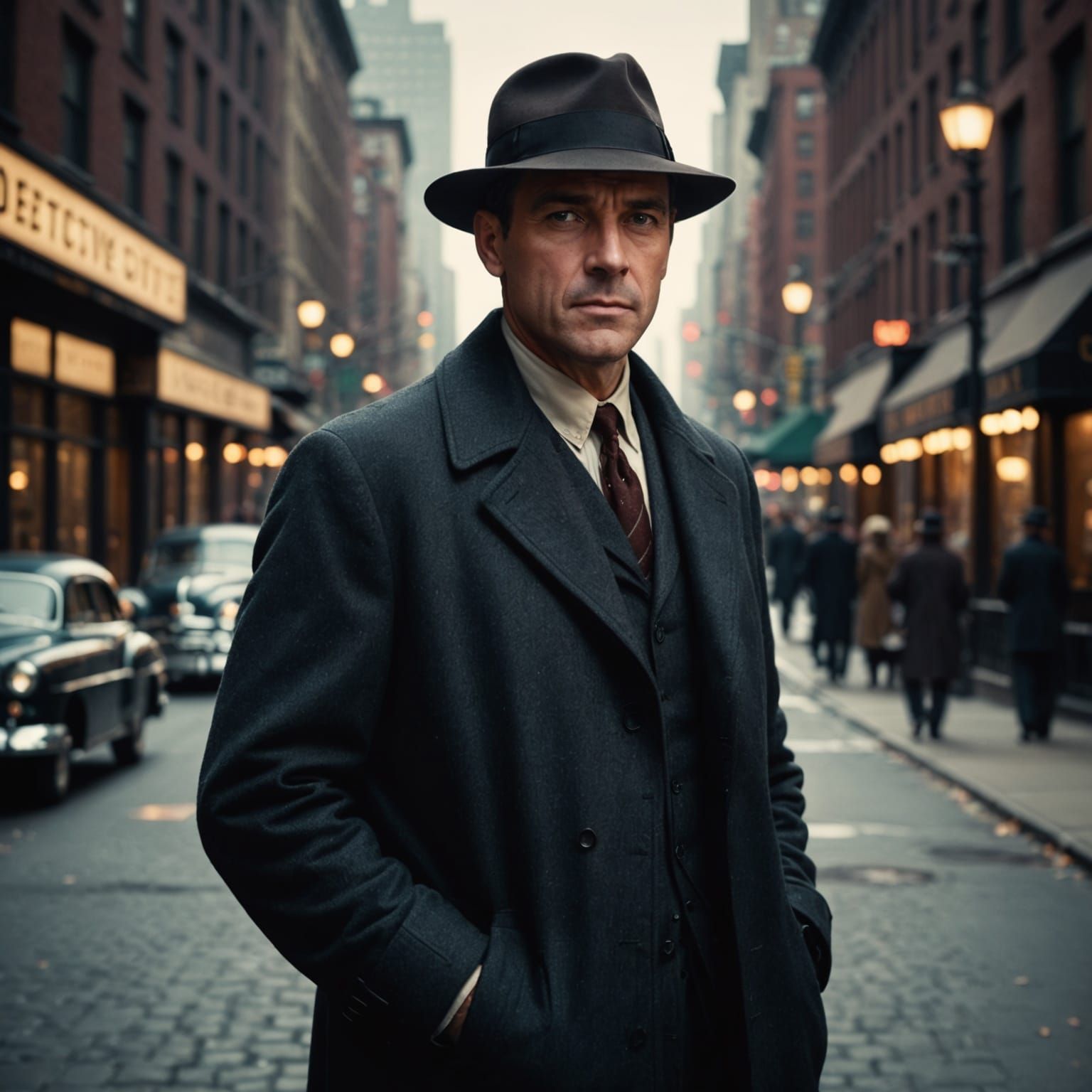 Detective in Noir Scene, 1947 New York