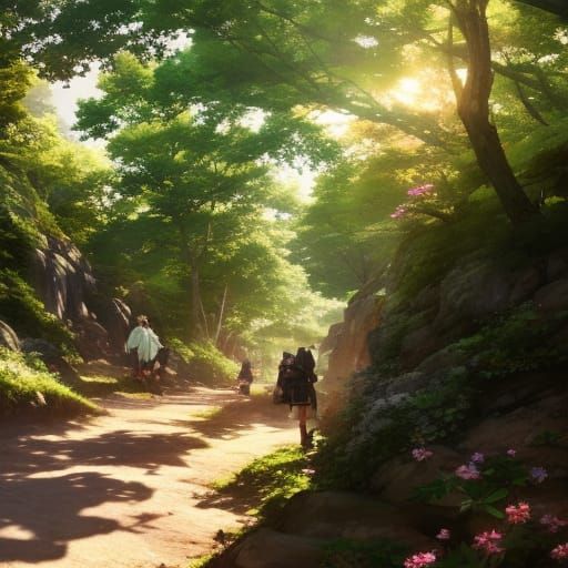Anime Sakura Forest Trail Illustration