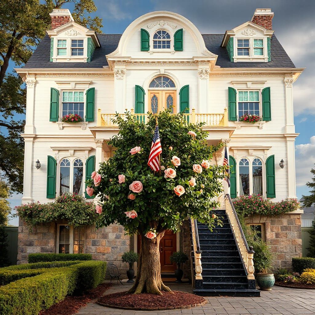 Queen Anne Mansion of Quartz, Emerald, and Lapis Lazuli