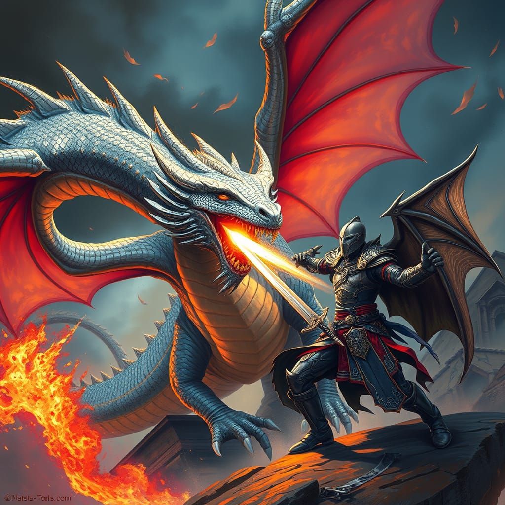 Dragon Slayer Battle in a Fantasy Realm