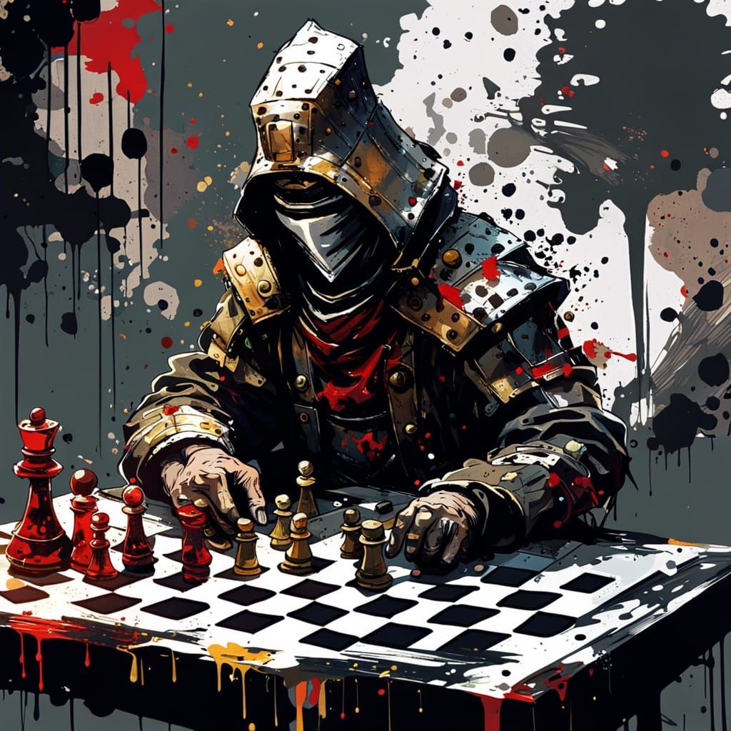 Samurai Chess Game with Detailed Fantasy Background