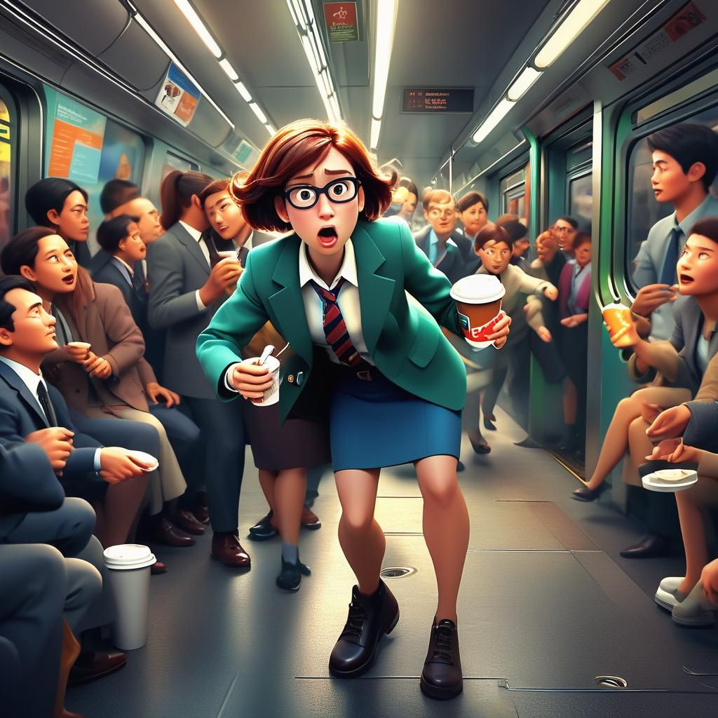 Pixar-Inspired Subway Commute Chaos in 3D