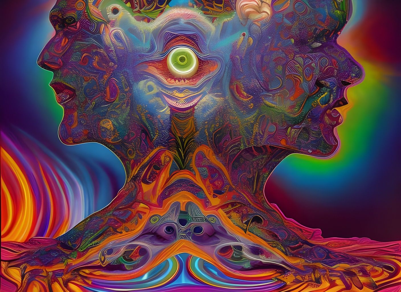 Psychedelic Cosmic Being in Vivid Colors