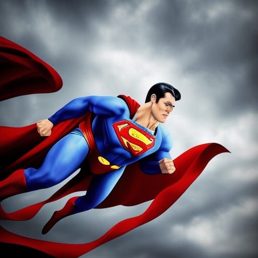 Superman Flies: Hyperrealistic Cinematic Composition