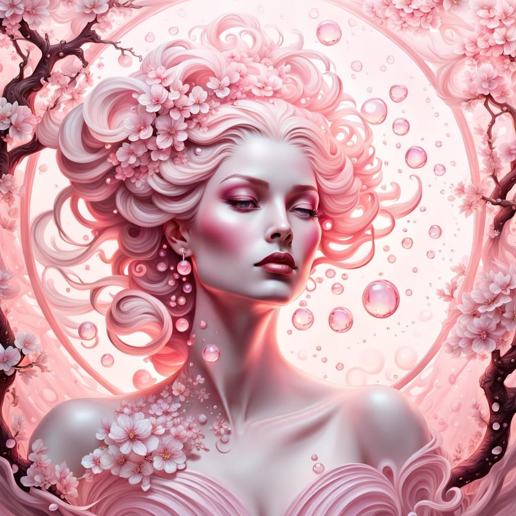 Pink Luminescence: A Rococo Fantasy Woman