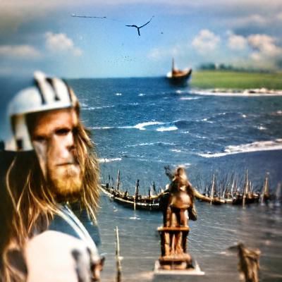 Viking Voyager Gazing at Distant Shores
