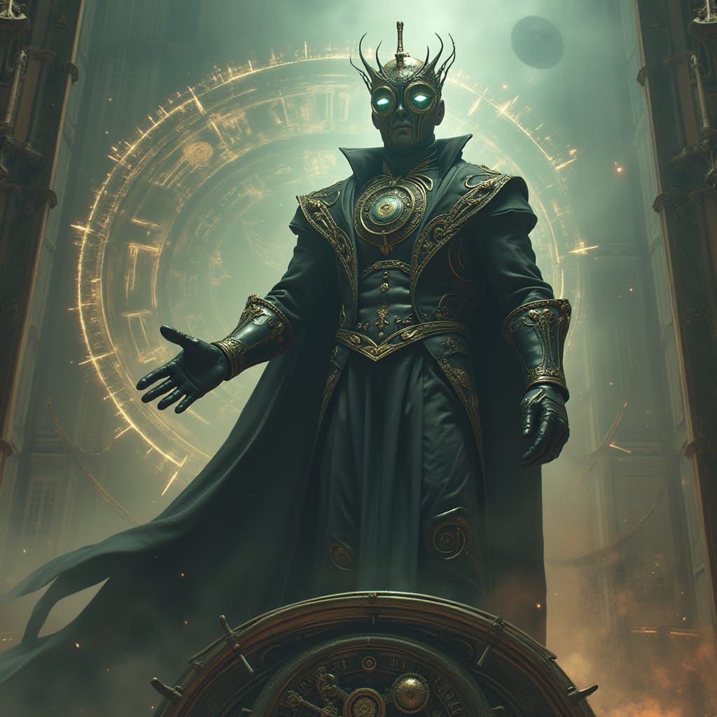 Chronos, Time Villain on Clock Tower, Surreal Art