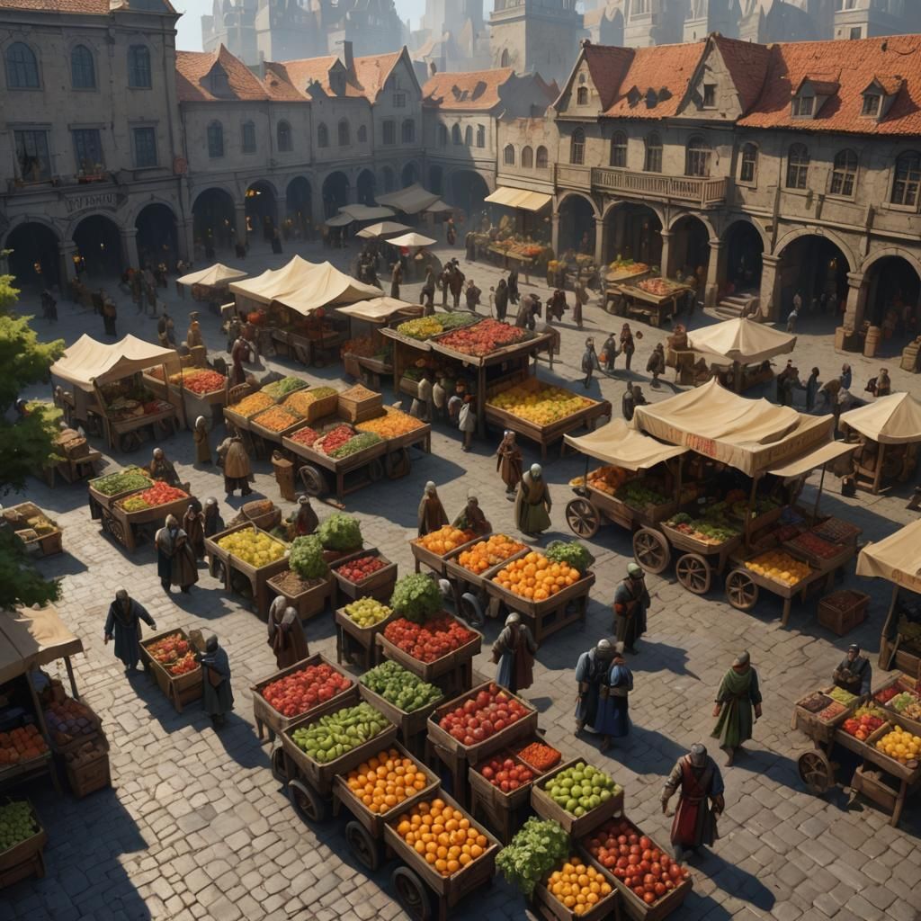 Sinister Market Square with Fantasy Races