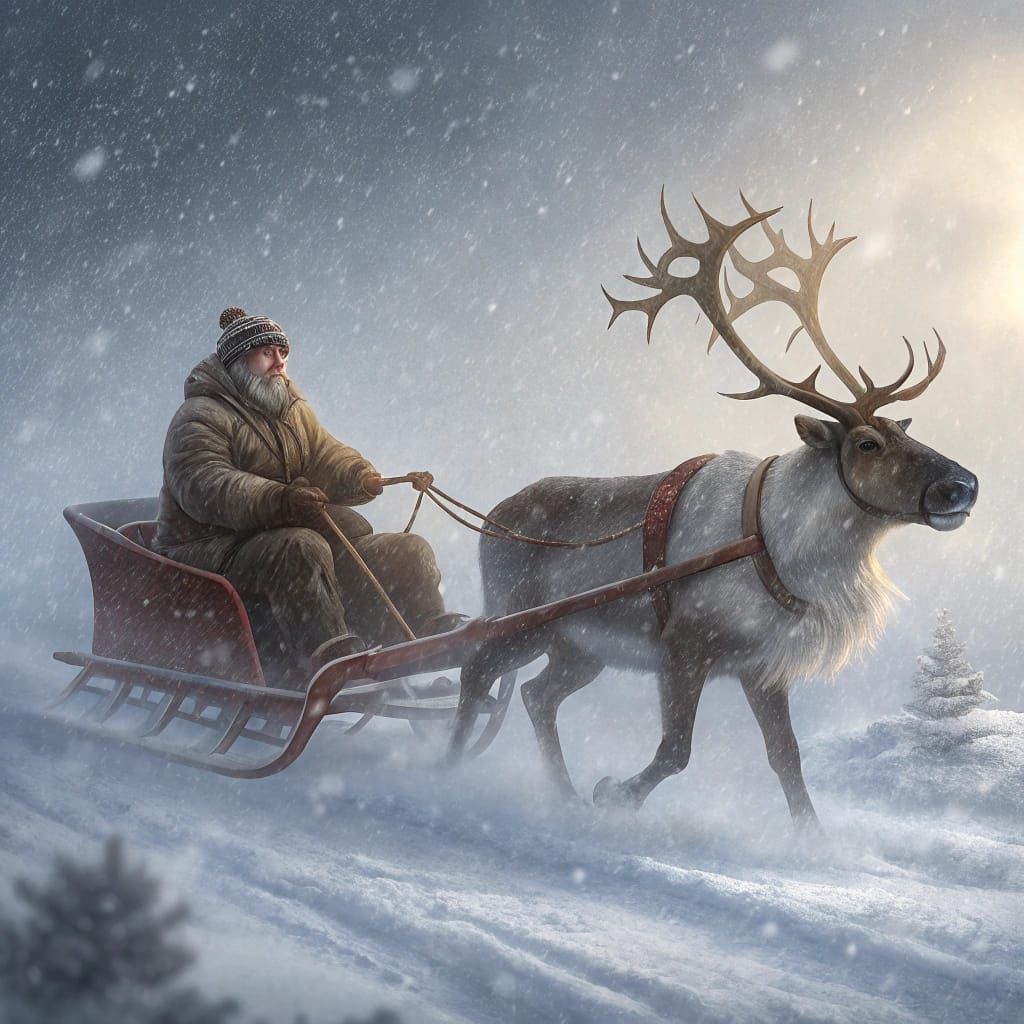 Christmas Reindeer Blinding Snow Storm