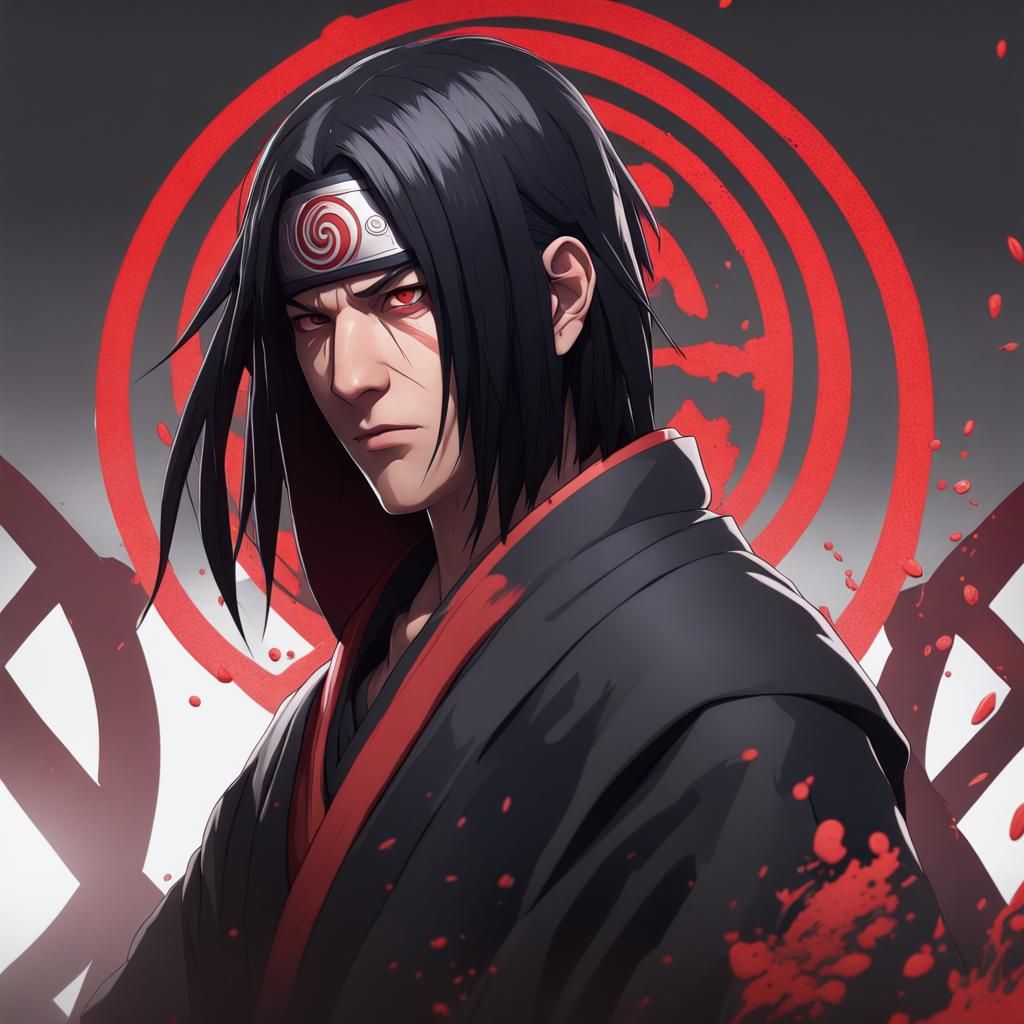Itachi Uchiha Portrait in Hyperdetailed Digital Art Style