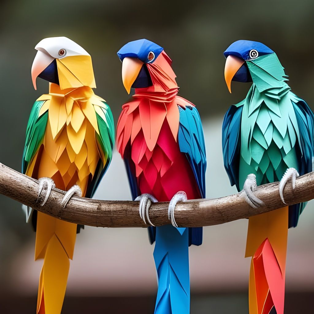Origami Parrot Trio