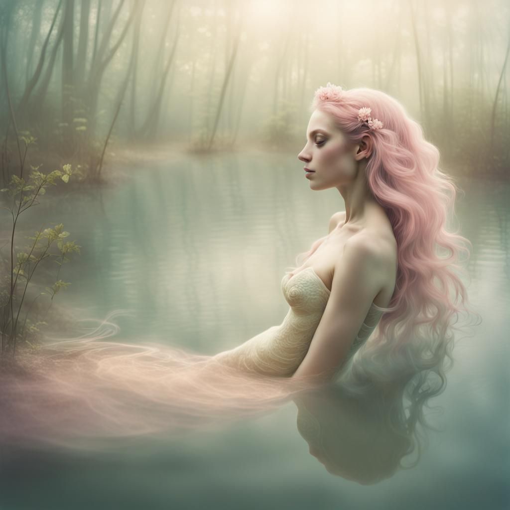 Dreamy Mermaid Landscape in Soothing Pastels