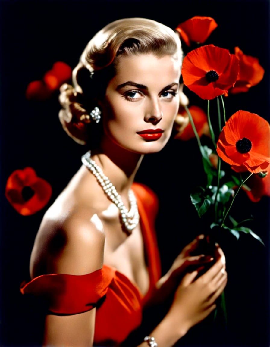 Grace Kelly in Autochrome Style Portrait