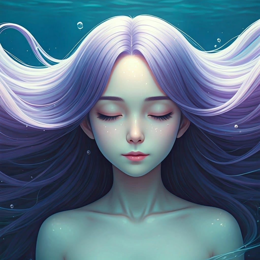 Lavender Mermaid in Anime Style by Makoto Shinkai