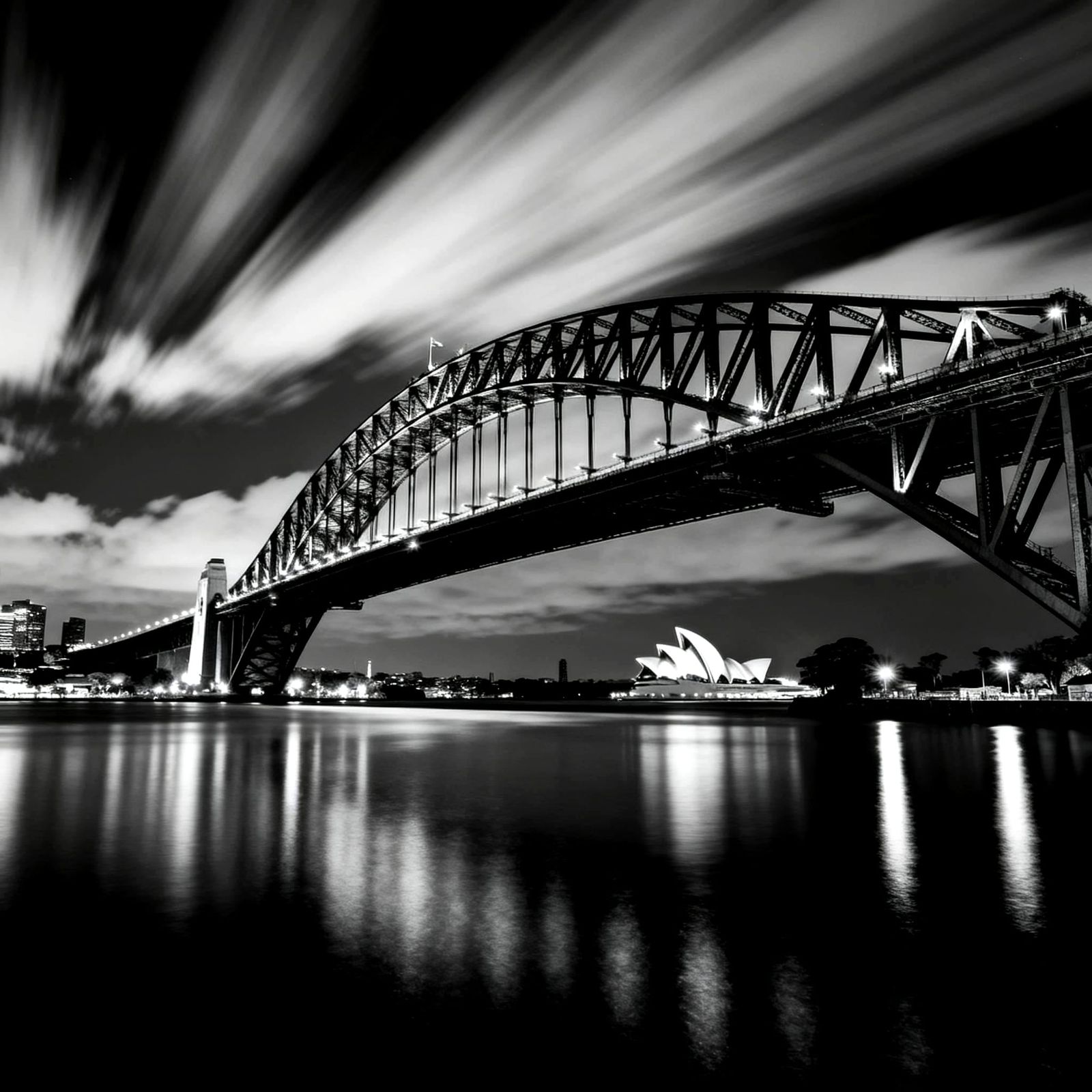 Dramatic B&W Long Exposure of Sydney Harbor Bridge