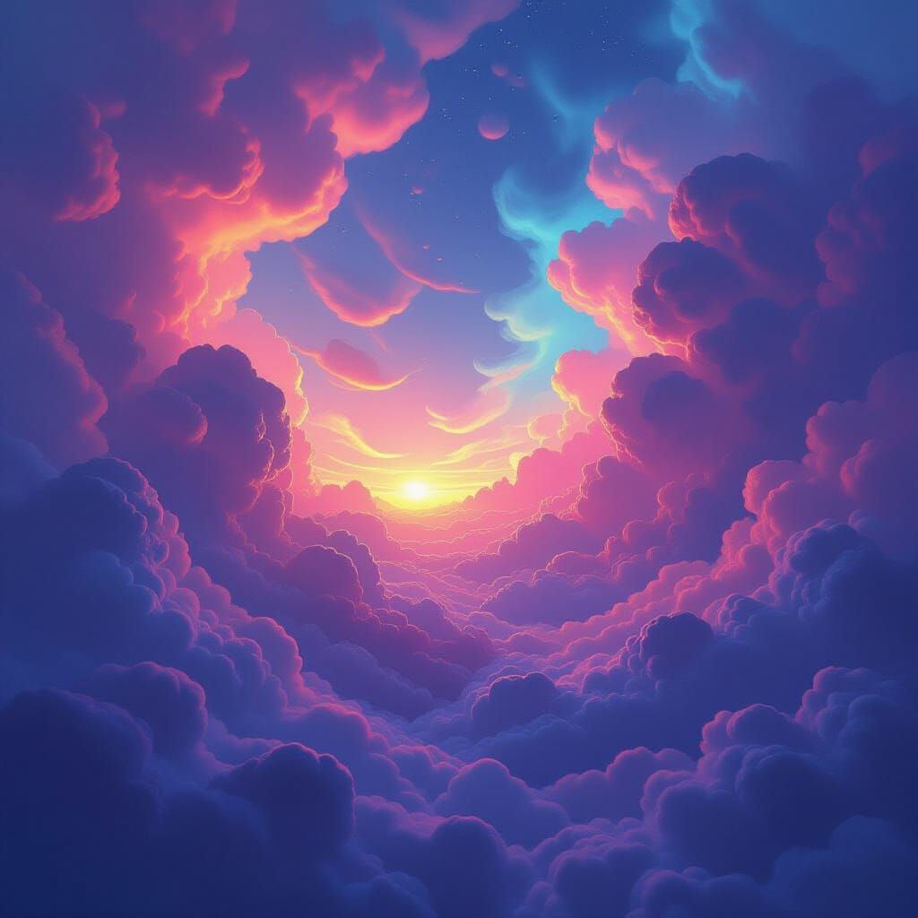 Dreamlike Macular Sublimation with Iridescent Gas Clouds