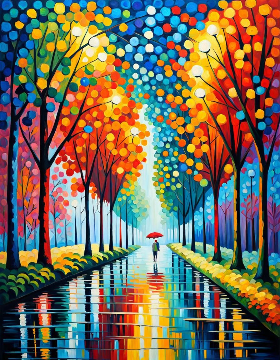 Neo-Impressionist Oil Painting with Thick Texture