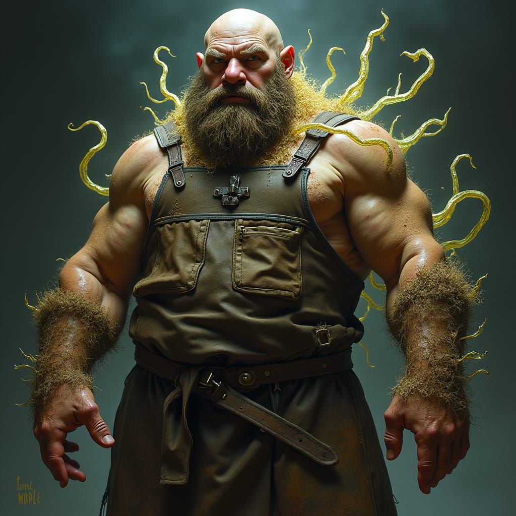 Dwarf with Alien Symbiont, in Biomechanical Style