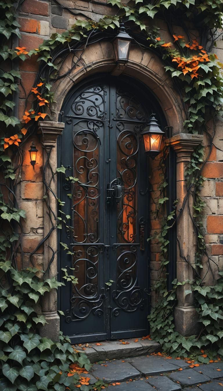 Dark Fantasy House with Wrought Iron Door