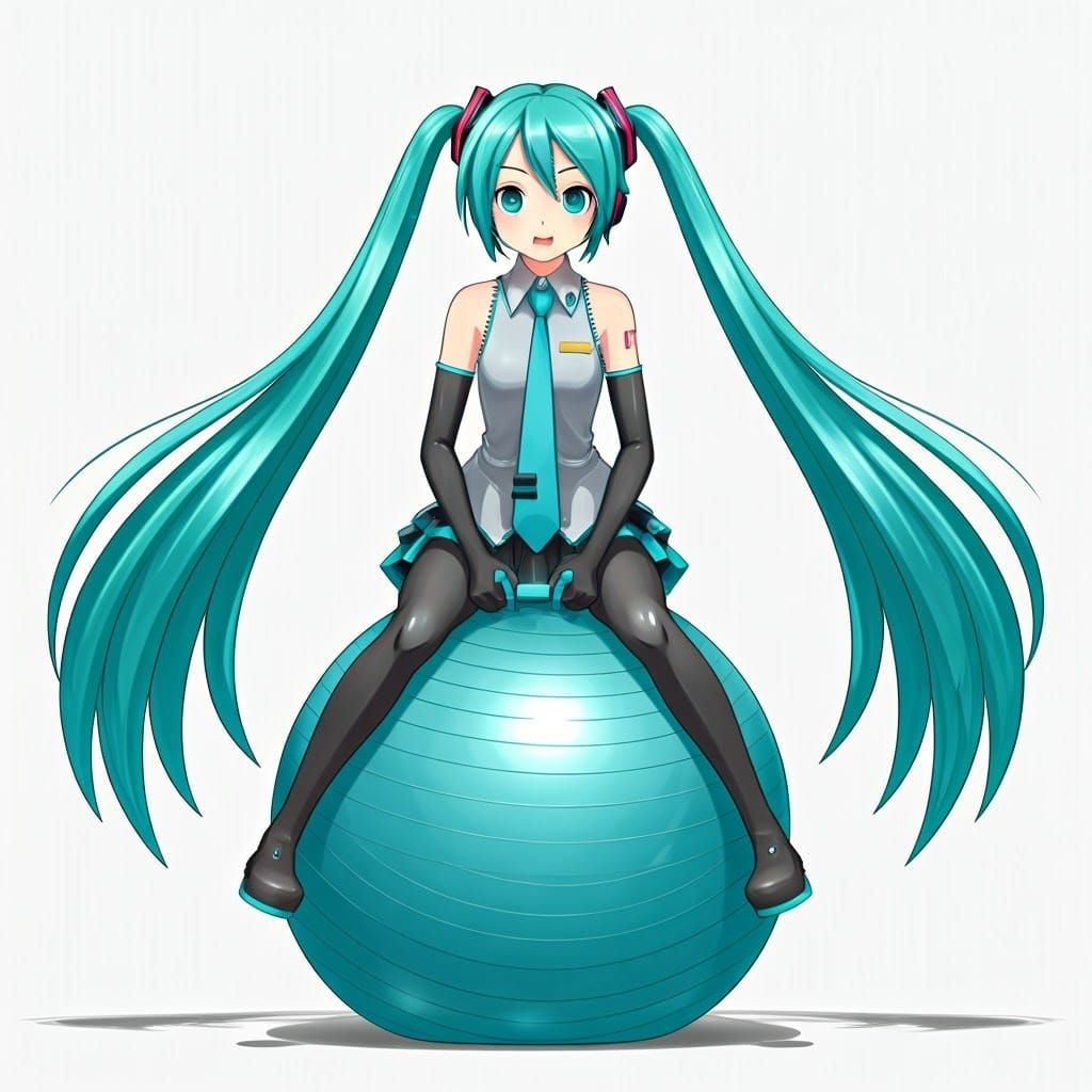 Vocaloid Idol Bounces on an Exercise Ball
