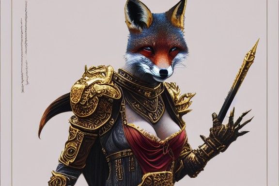 Fox Warrior with Mace in Hyper-Detailed Digital Art