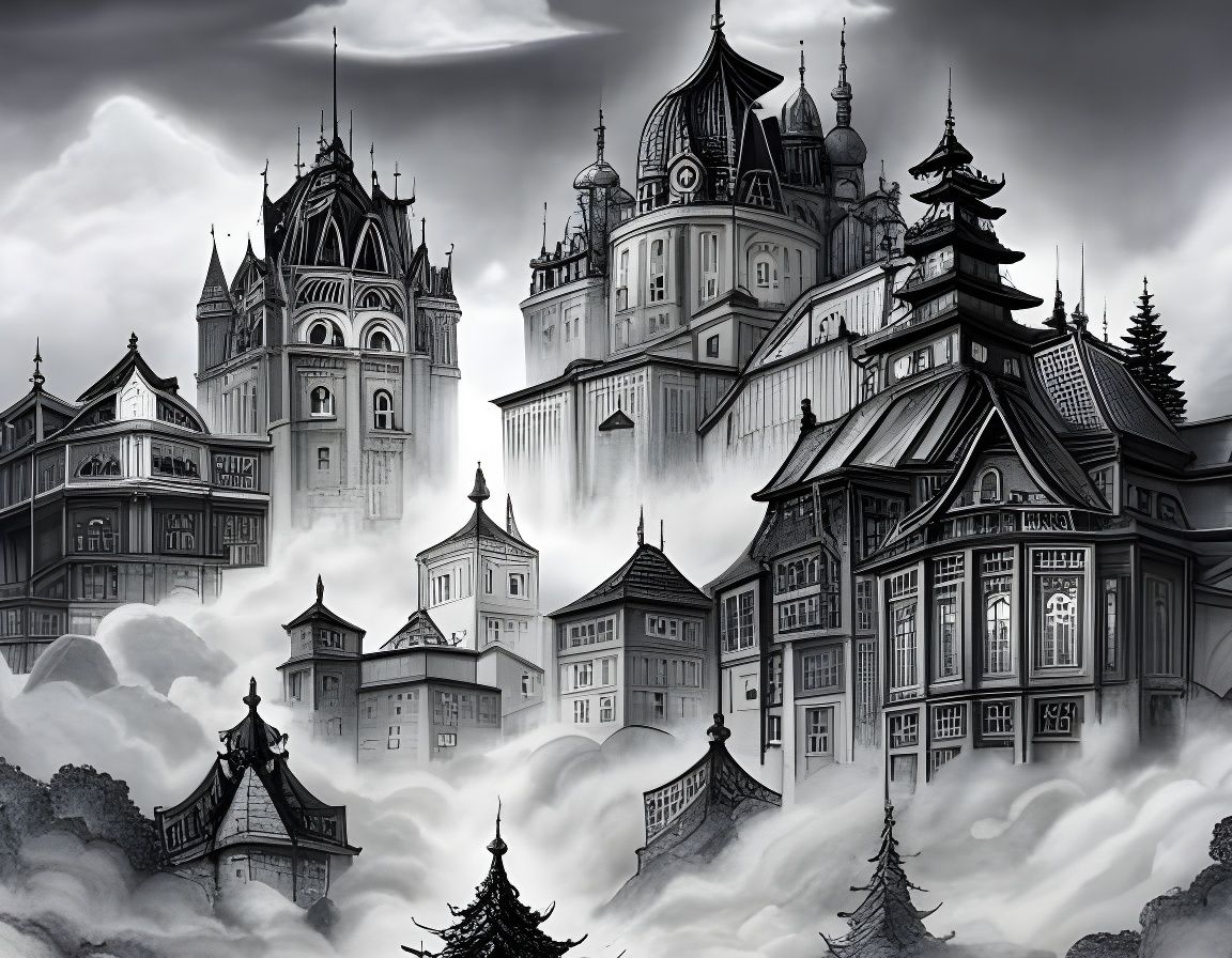 Lively Cloud Forest in Baroque Art Brut Style