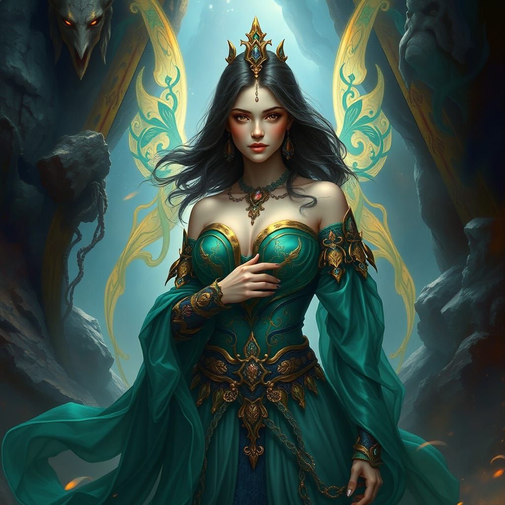 Ethereal Maiden in Emerald Realm
