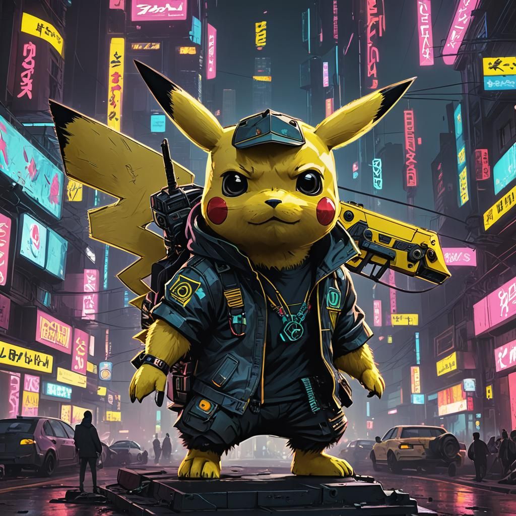 Pikachu in Cyberpunk 2099 Neon Style