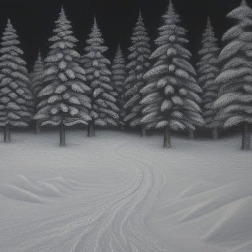 Hyperdetailed Charcoal Drawing of a Winter Wonderland