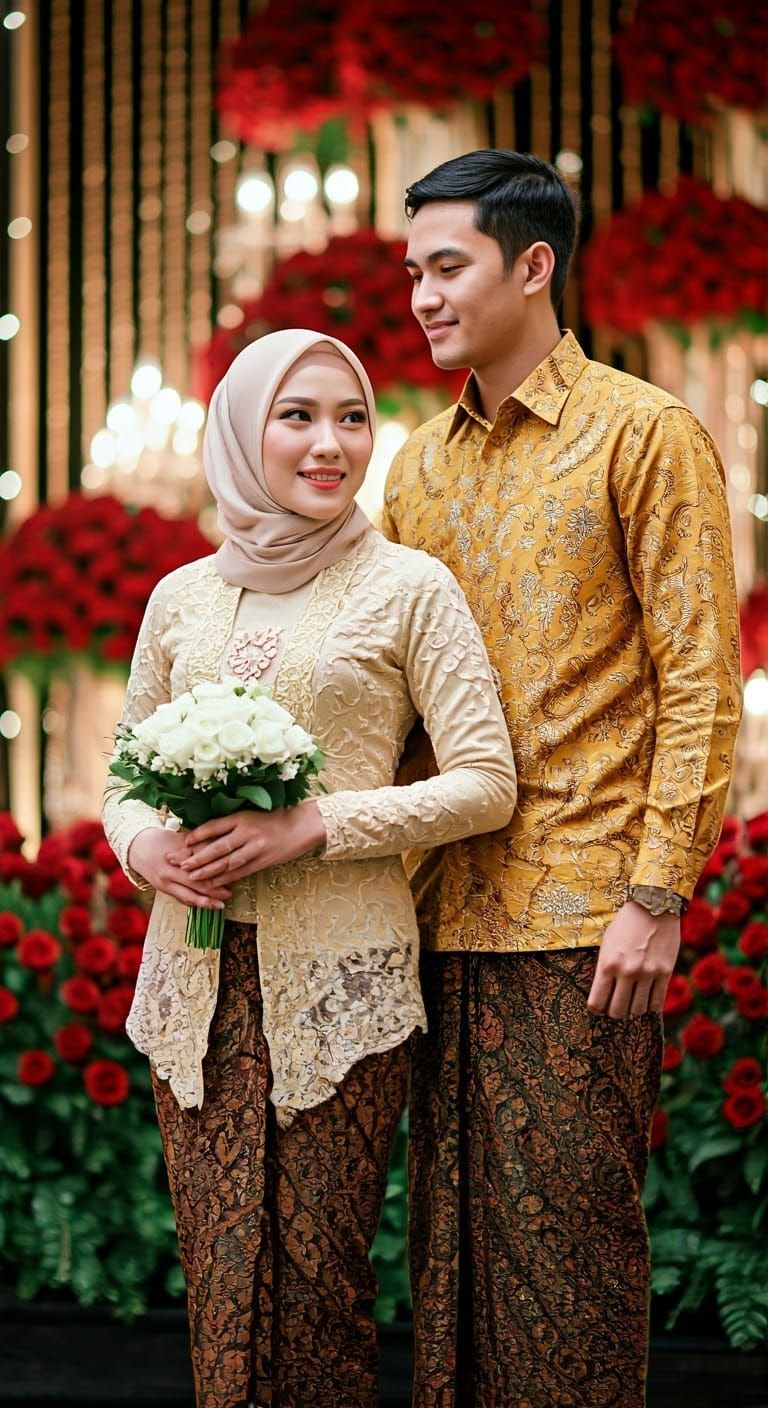 Korean Woman in Modern Hijab and Kebaya