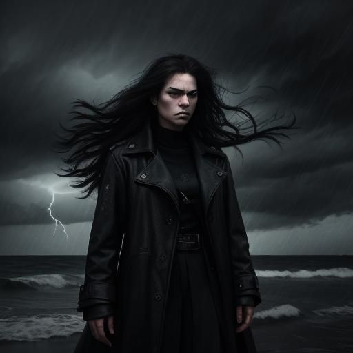 Woman in Storm: Dramatic Cinematic Film Still