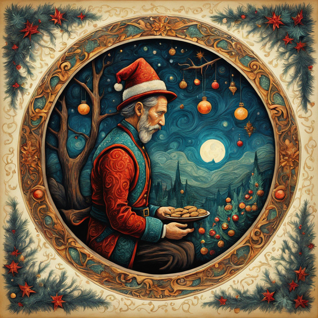 Romanticized Whimsical Christmas Elf Amidst a Masterful Holi...