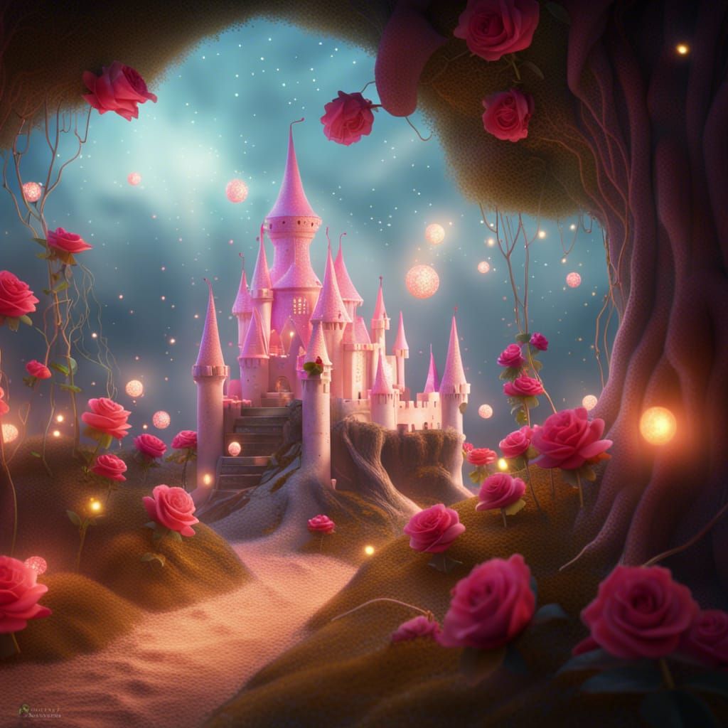 Fairy Wonderland Sandcastle: Detailed Matte Painting