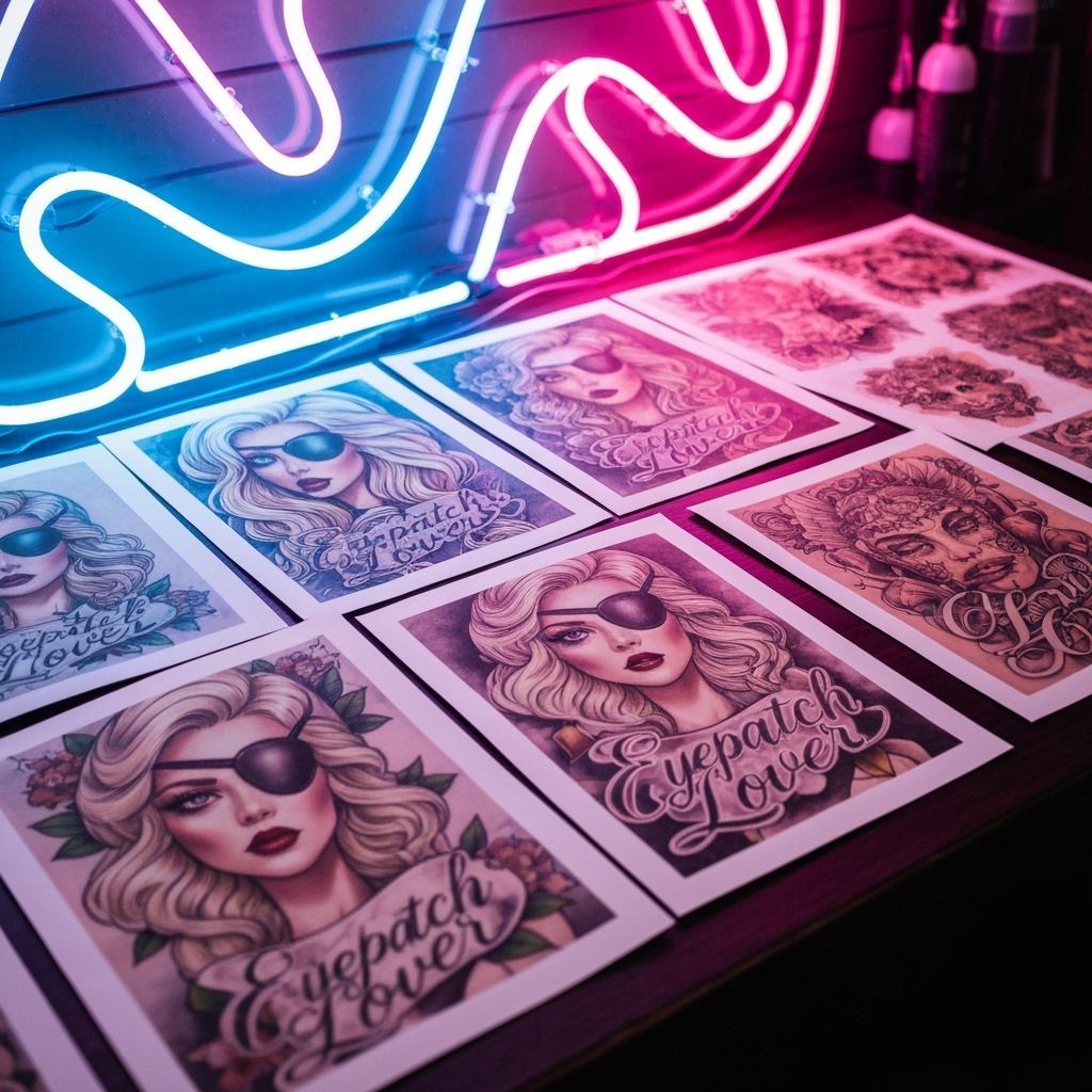 Tattoo Designs: Glamorous Women with Eye Patches