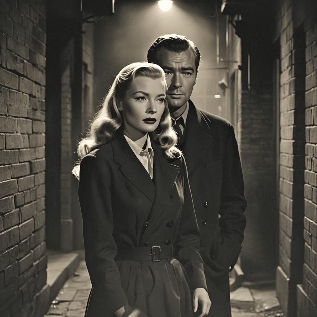 Alan Ladd and Veronica Lake in Film Noir Style