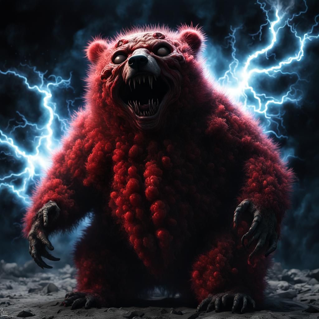 Hybrid Bear Zombie with Tentacles and Nebula Eyes