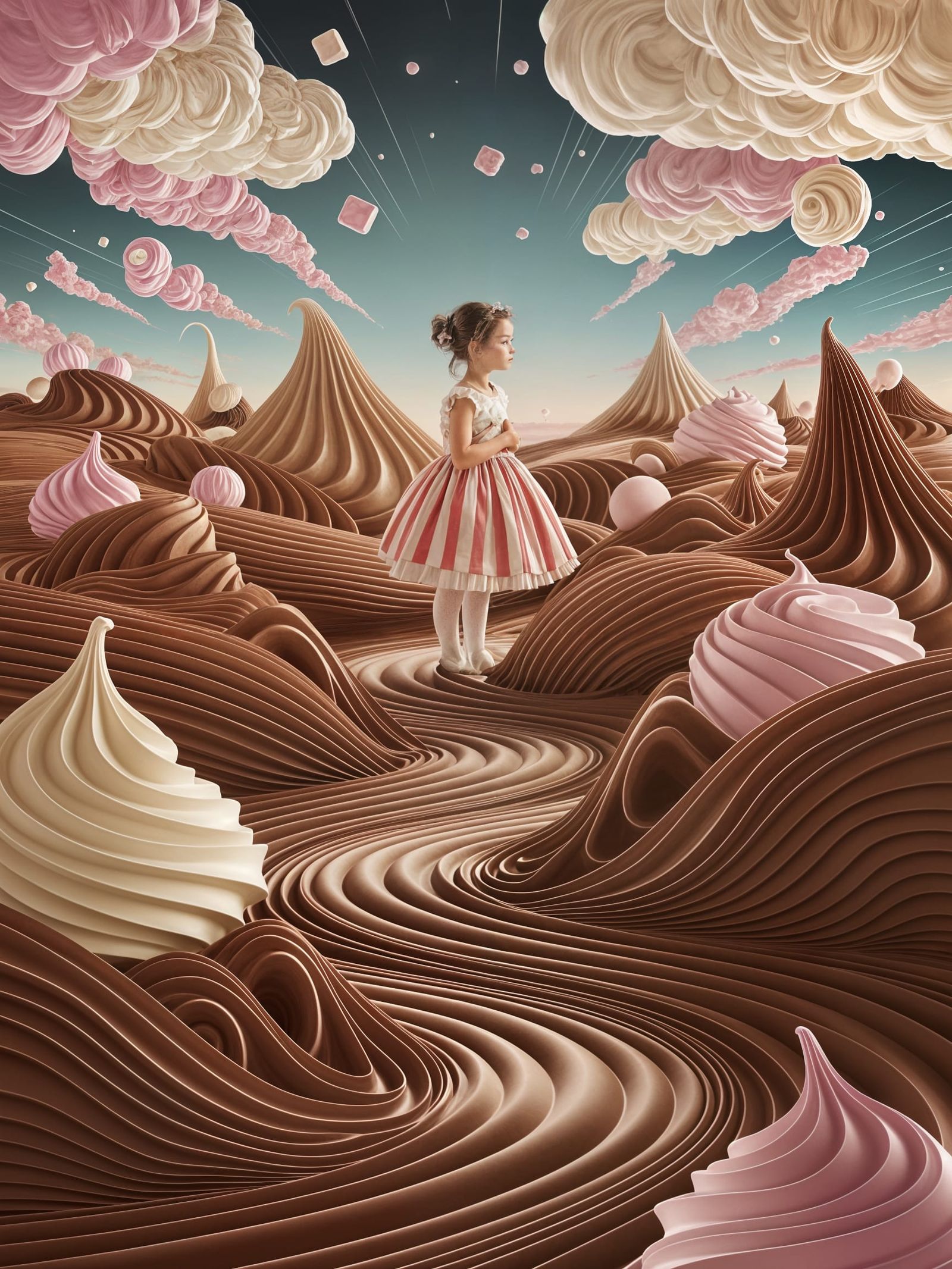 Chocolate Dreamscape in Pastel Surrealist Style